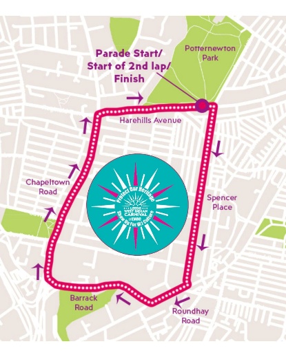 Leeds West Indian Carnival Route Map